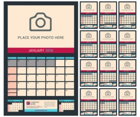2016 New year desk calendar vector material 21