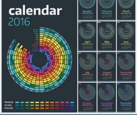 2016 New year desk calendar vector material 27