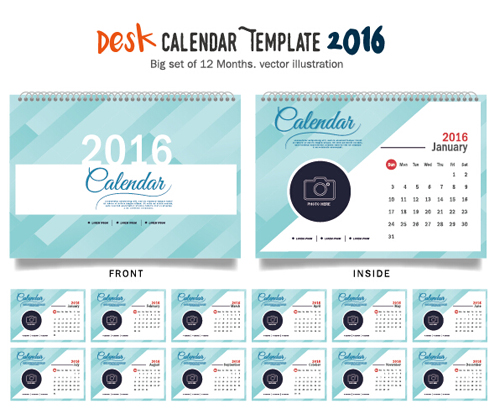 2016 New year desk calendar vector material 28