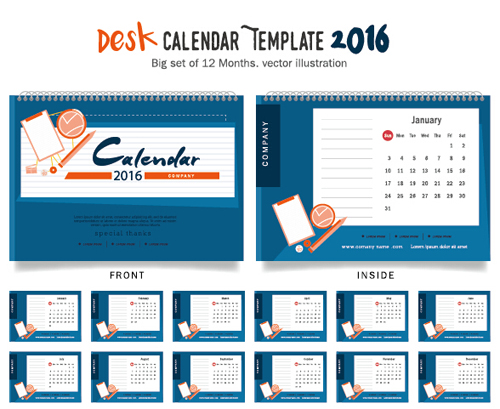 2016 New year desk calendar vector material 30