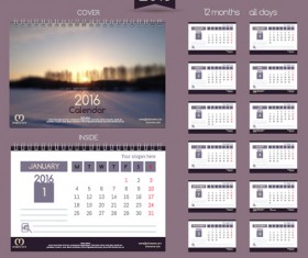 2016 New year desk calendar vector material 32