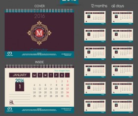 2016 New year desk calendar vector material 33