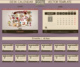 2016 New year desk calendar vector material 34