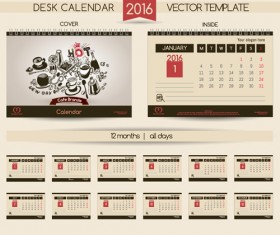 2016 New year desk calendar vector material 42