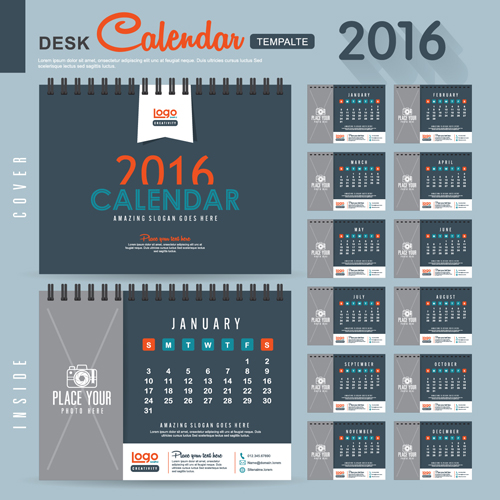 2016 New year desk calendar vector material 49