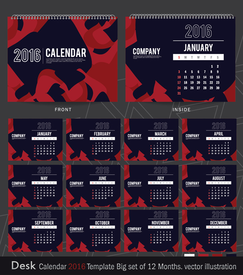 2016 New year desk calendar vector material 50
