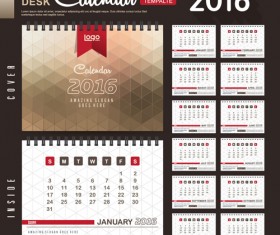 2016 New year desk calendar vector material 51