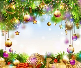 2016 christmas gift with baubles background vector