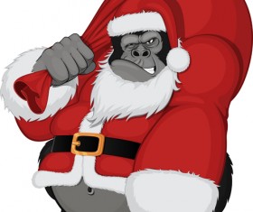 2016 christmas with funny monkey vector 01