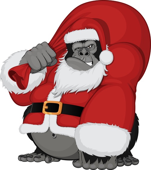 2016 christmas with funny monkey vector 01