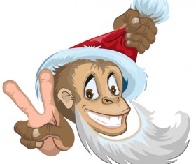 2016 christmas with funny monkey vector 02