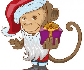 2016 christmas with funny monkey vector 03