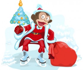 2016 christmas with funny monkey vector 09