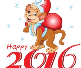 2016 christmas with funny monkey vector 10