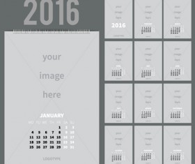 2016 desk calendar template vectors set 03