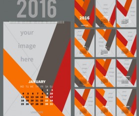 2016 desk calendar template vectors set 04