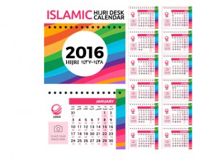 2016 desk calendar template vectors set 05
