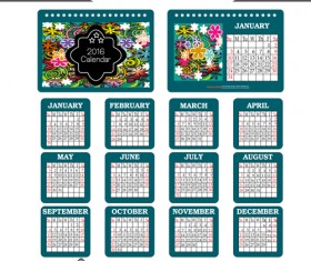2016 desk calendar template vectors set 06