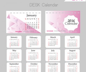 2016 desk calendar template vectors set 07