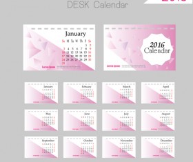 2016 desk calendar template vectors set 08