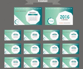 2016 desk calendar template vectors set 09