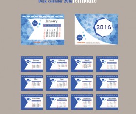 2016 desk calendar template vectors set 10