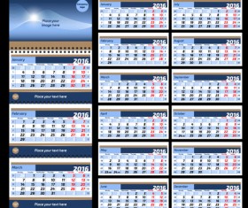 2016 desk calendar template vectors set 11