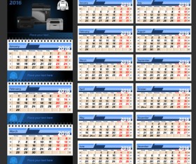 2016 desk calendar template vectors set 12