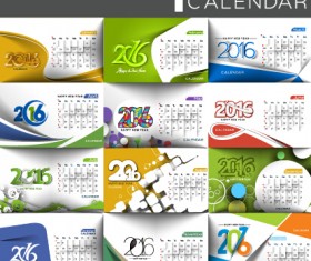 2016 desk calendar template vectors set 13