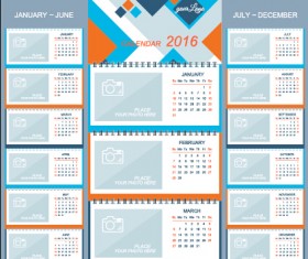 2016 desk calendar template vectors set 15
