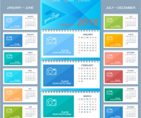2016 desk calendar template vectors set 16