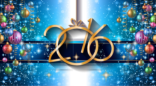 2016 new year background with colored christmas ball vector