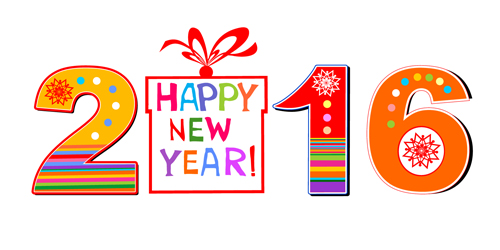 2016 new year design colored vector