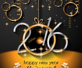 2016 new year labels background with golden ornaments vector