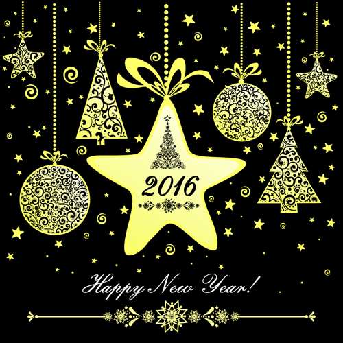 2016 new year with christmas baubles design vector