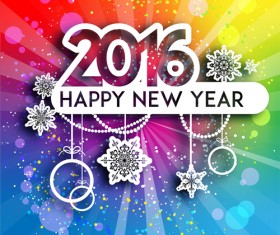 2016 new year with christmas cut paper decor vector 01