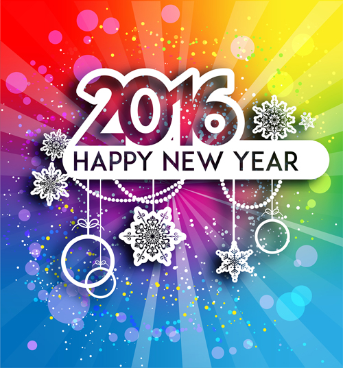 2016 new year with christmas cut paper decor vector 01