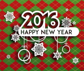 2016 new year with christmas cut paper decor vector 02
