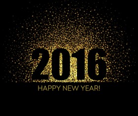 2016 new year with golden glow background vector