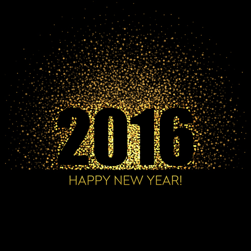 2016 new year with golden glow background vector