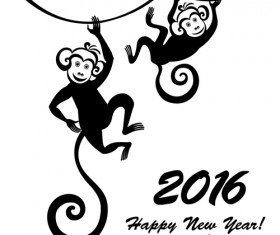 2016 the monkey new year design vector 01