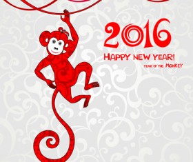 2016 the monkey new year design vector 02