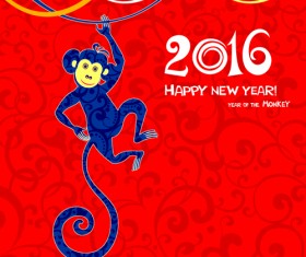 2016 the monkey new year design vector 03