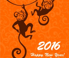 2016 the monkey new year design vector 04
