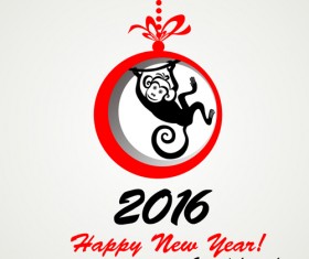 2016 the monkey new year design vector 05