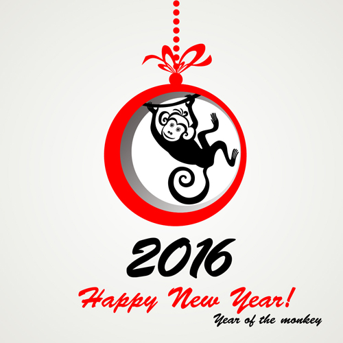 2016 the monkey new year design vector 05