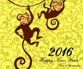 2016 the monkey new year design vector 06