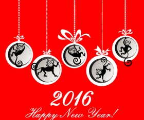 2016 the monkey new year design vector 07