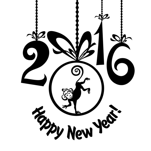 2016 the monkey new year design vector 08