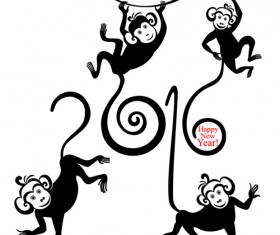 2016 the monkey new year design vector 09